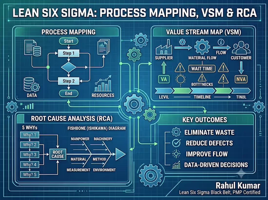 Cover image for Lean Six Sigma Process Mapping, VSM & Root Cause Analysis