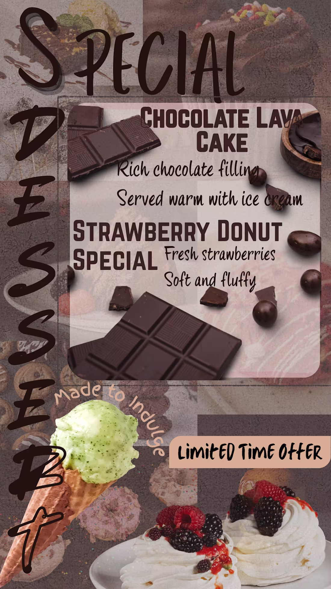 Cover image for Dessert Promotion Design 🍫🍓
A vibrant
