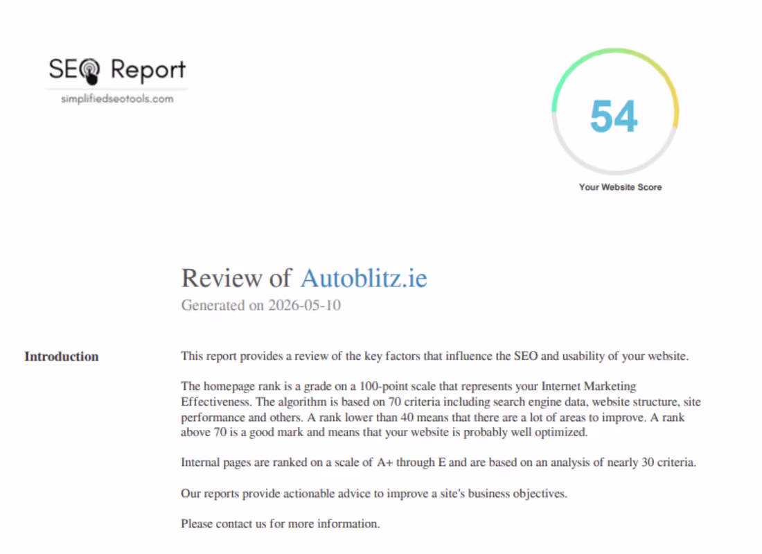 Cover image for SEO Audit – AutoBlitz.ie (http://AutoBlitz.ie)