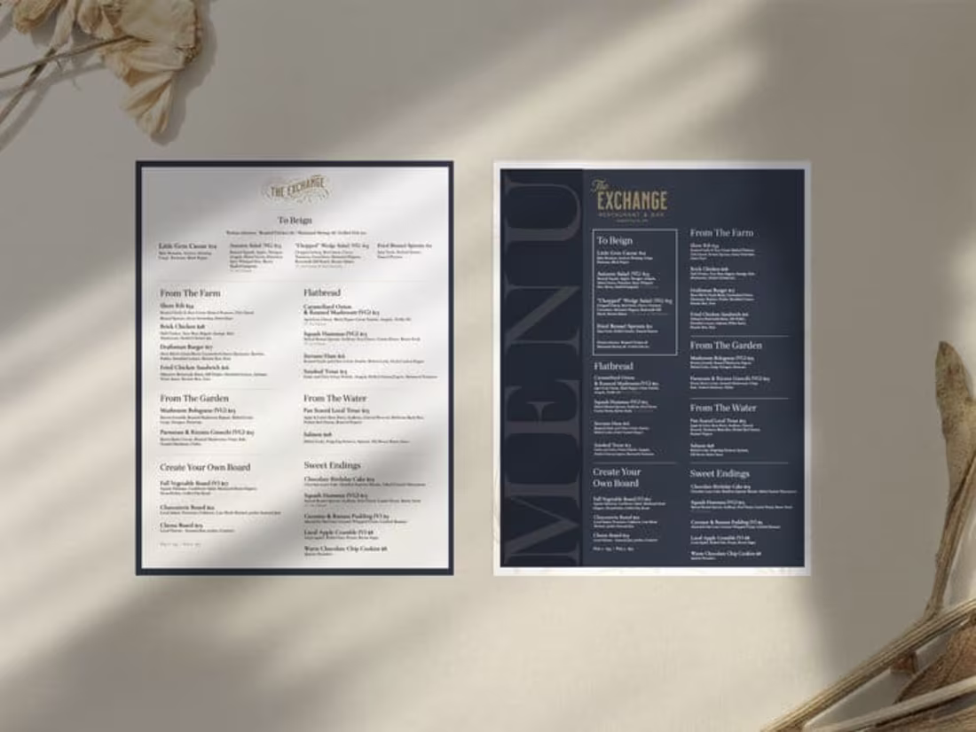 Cover image for The exchange Menu 