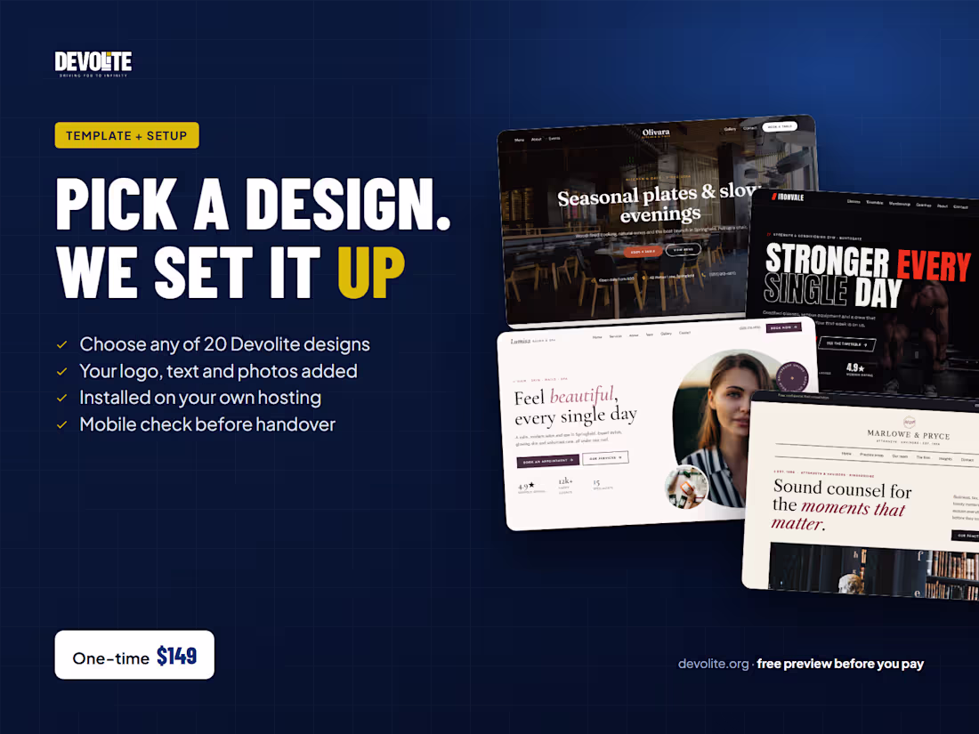 Cover image for Website from a ready-made template, set up with your content