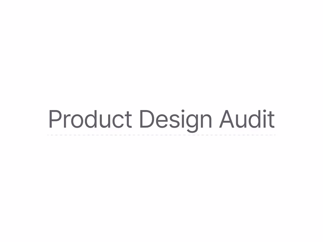 Cover image for Product Design Audit