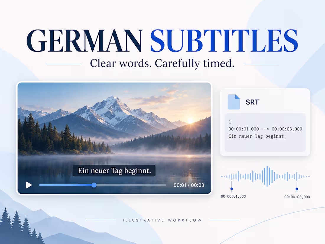 Cover image for Create accurate German subtitles as an SRT file