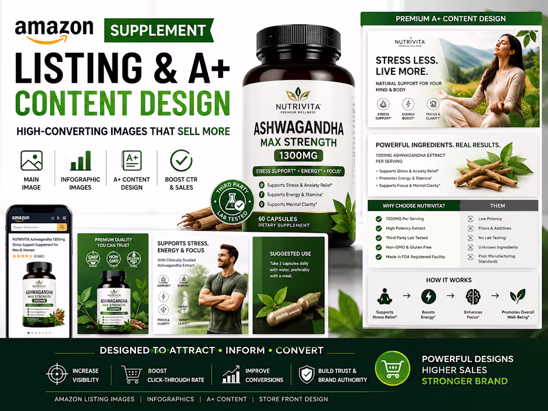 Cover image for Amazon Supplement Listing & A+ Content Design
