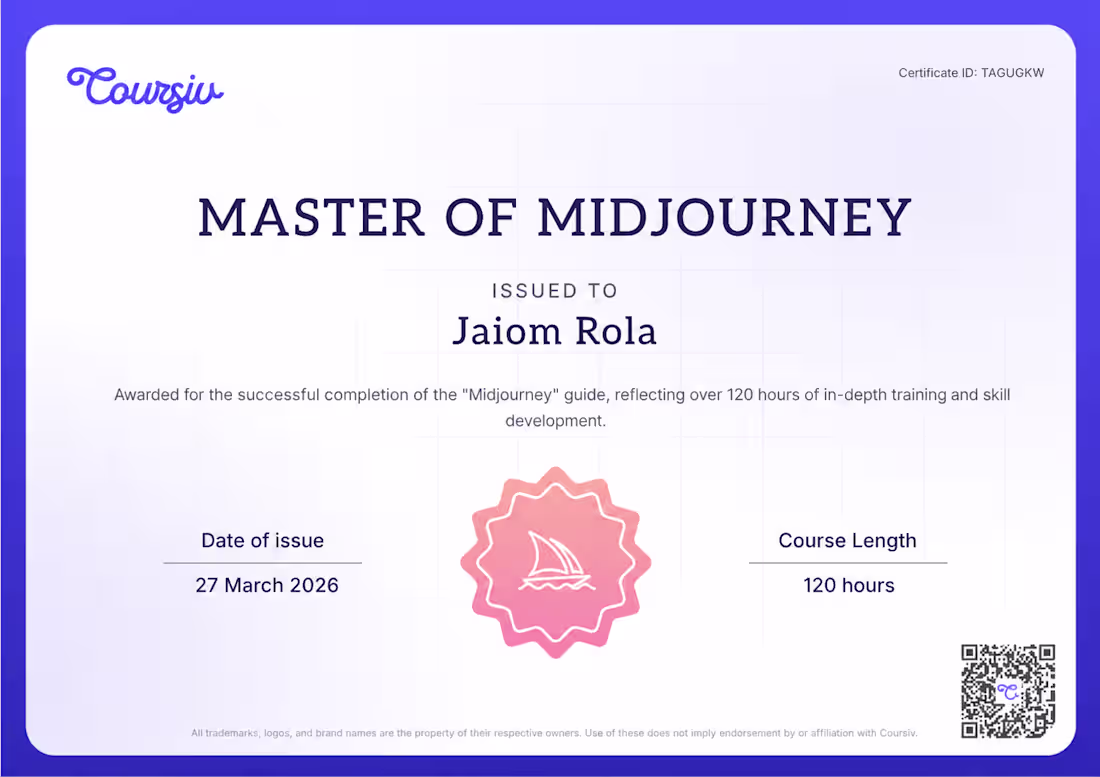 Cover image for Completed My Midjourney Learning &