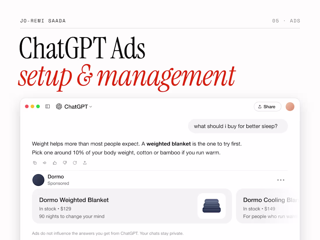 Cover image for ChatGPT Ads setup and management