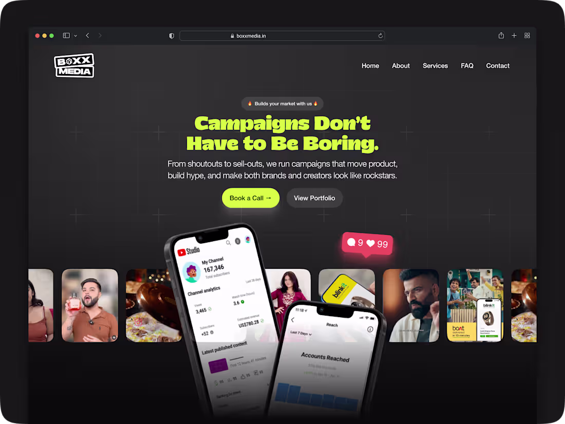 Cover image for Boxx Media Influencer Marketing Site Design