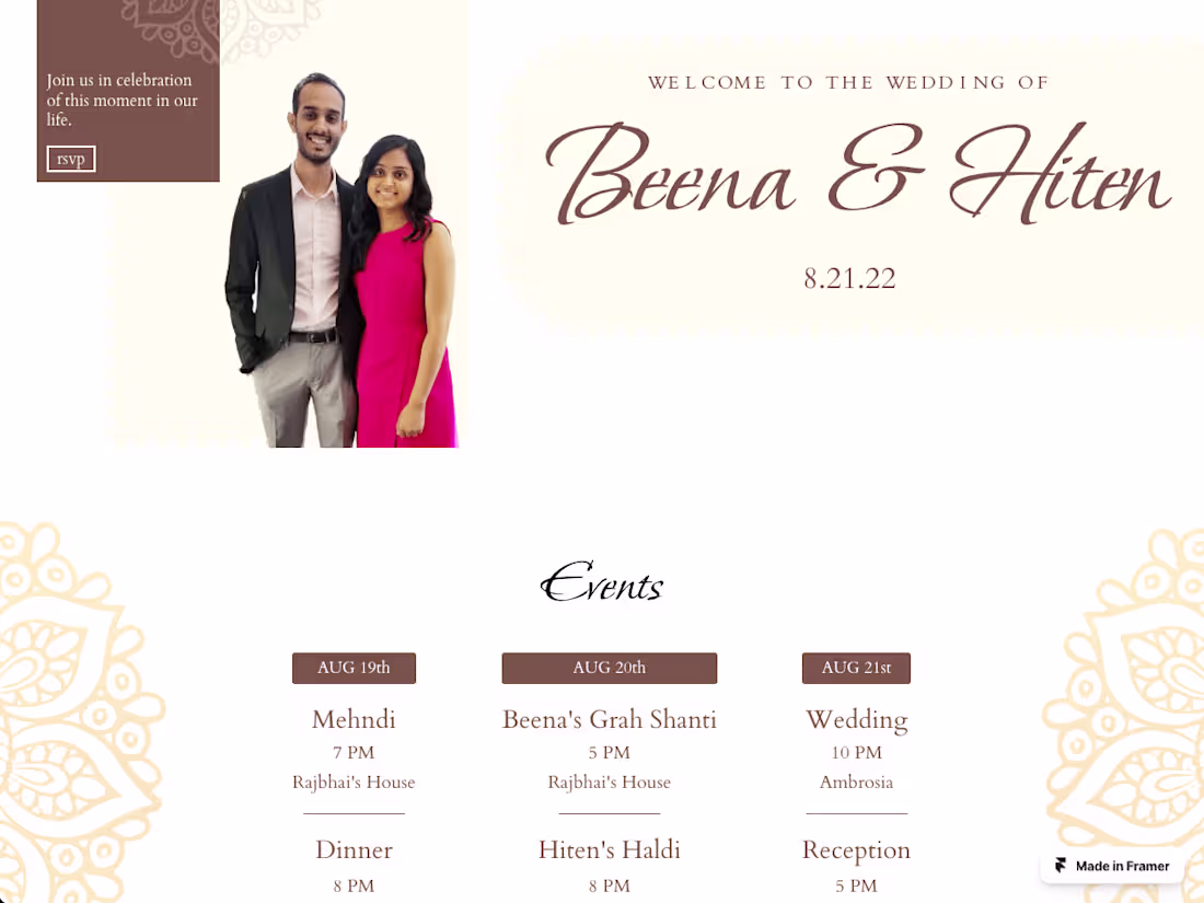 Cover image for South Asian Wedding - Framer Template