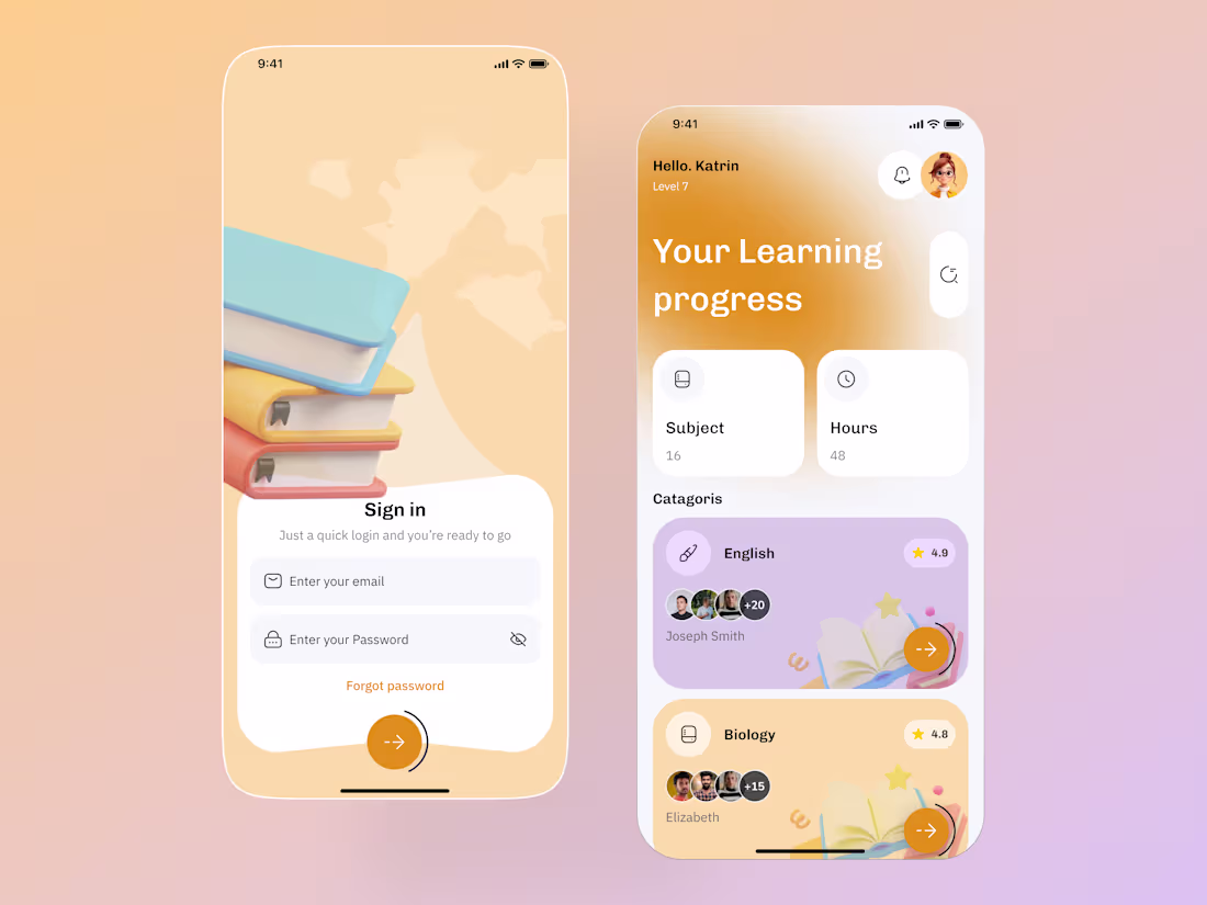 Cover image for Education Mobile App UI