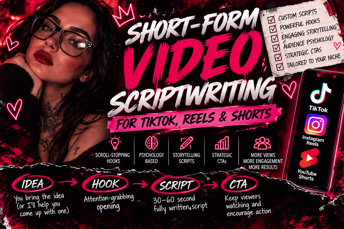 Cover image for Short-Form Video Scriptwriting for TikTok, Reels & Shorts