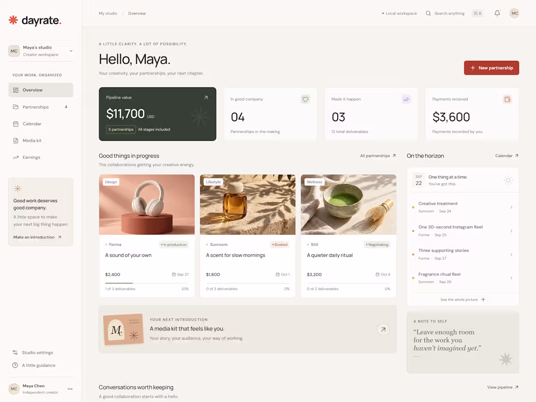Cover image for Dayrate | Creator Workspace Setup & Customization