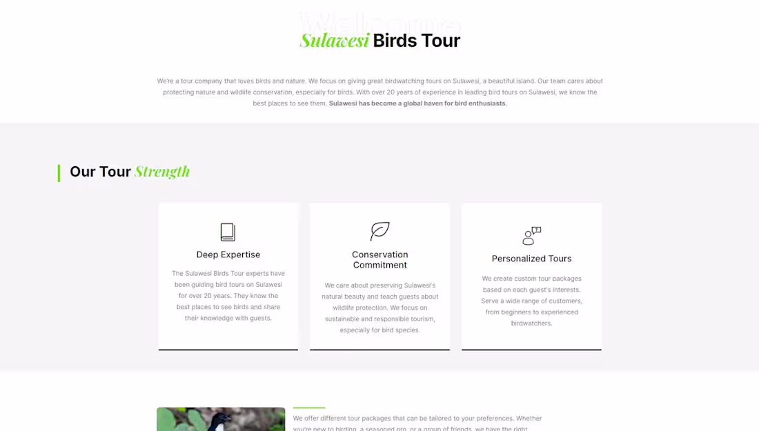 Cover image for Sulawesi Birds Tour: Website for Birdwatcing Tour