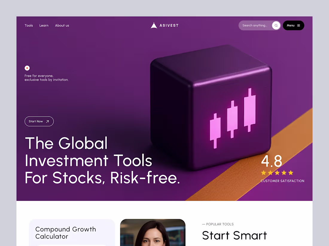 Cover image for Hero Design - Asivest Investment Tools We designed this hero...