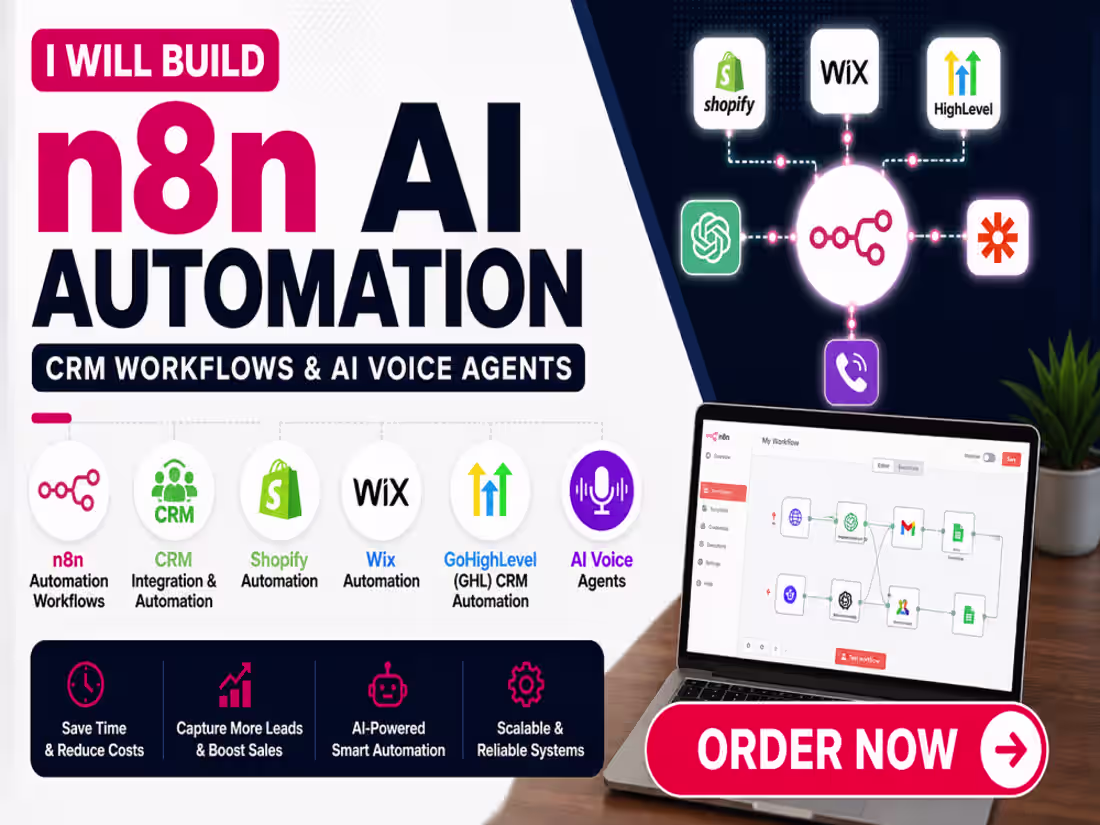Cover image for n8n ai automation CRM workflow for shopify ghl ai voice agent