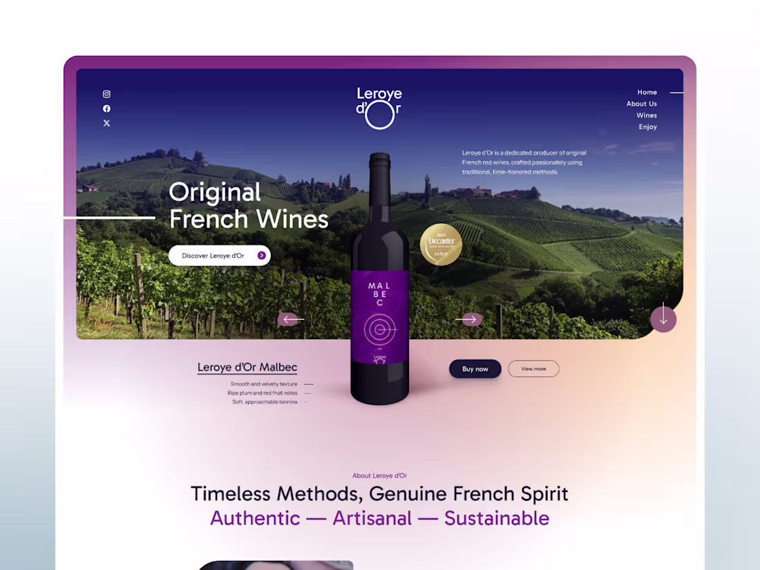 Cover image for Original French Winery Web Design Prototype