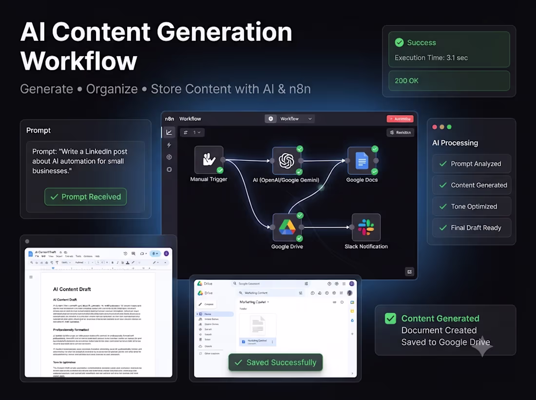 Cover image for AI Content Generation Workflow with n8n