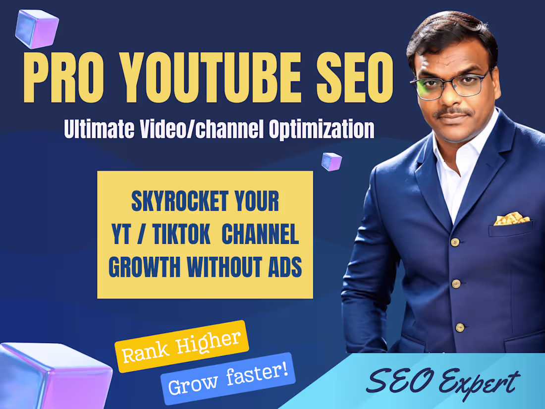 Cover image for Channel/Video/Shorts SEO for youtube & Tiktok for speedy growth