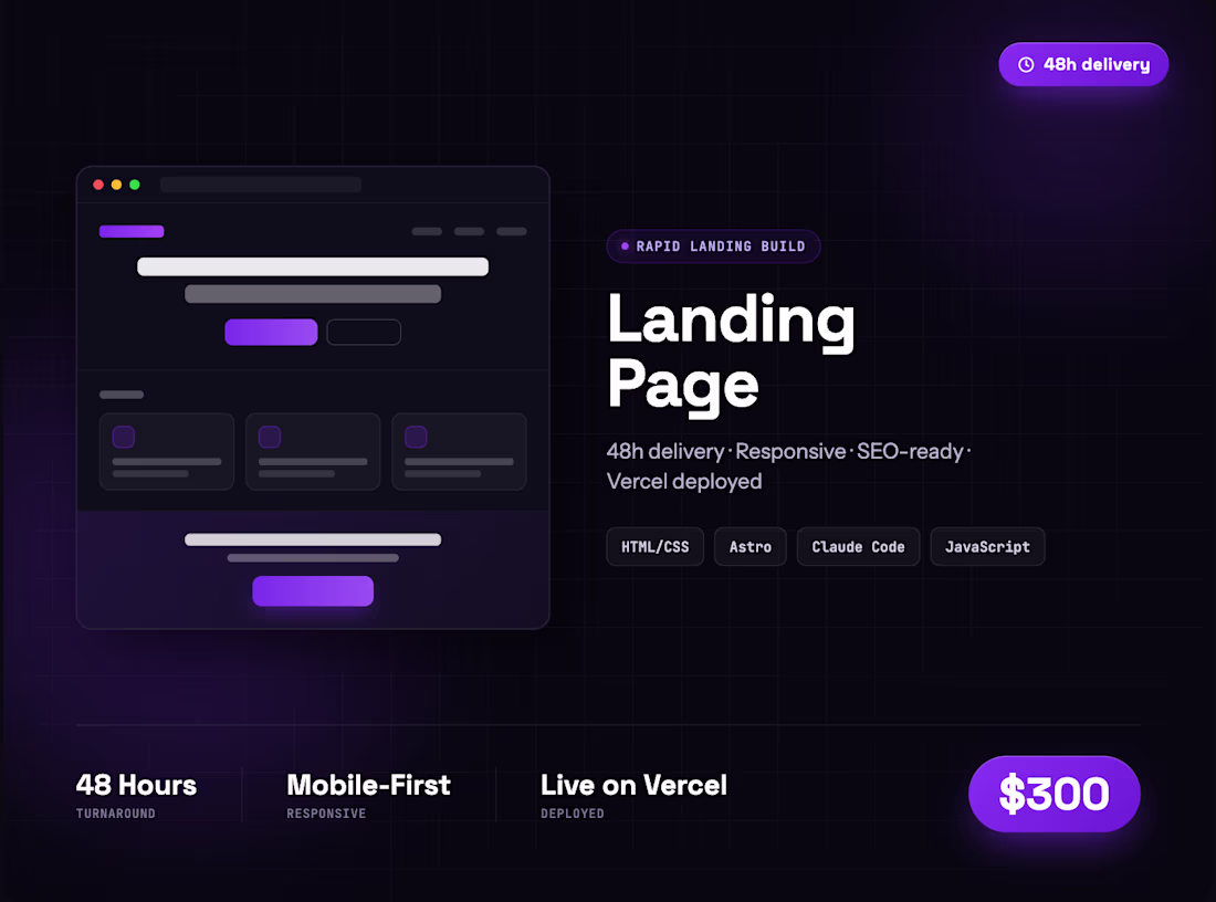 Cover image for Landing Page in 48h — AI-Built & Deployed