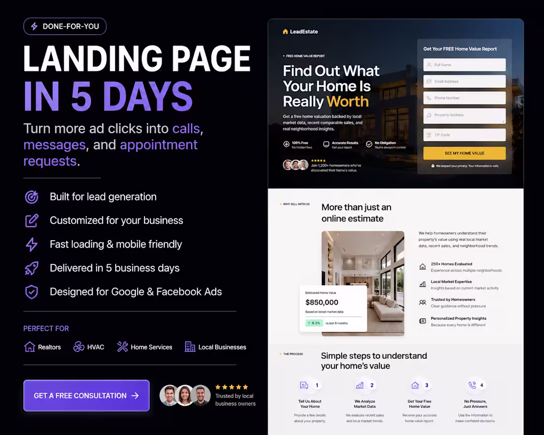 Cover image for Done-For-You Landing Page for Google Ads & Facebook Ads