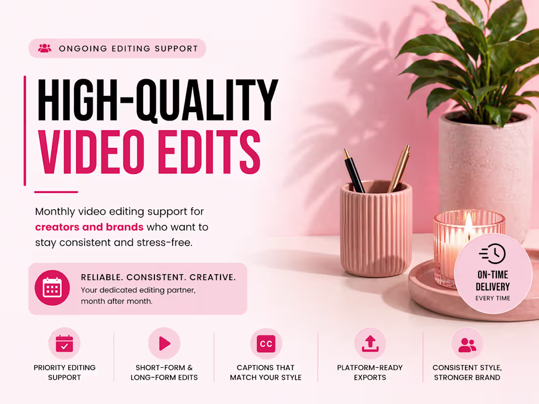 Cover image for Monthly Video Editing Support for Creators & Brands