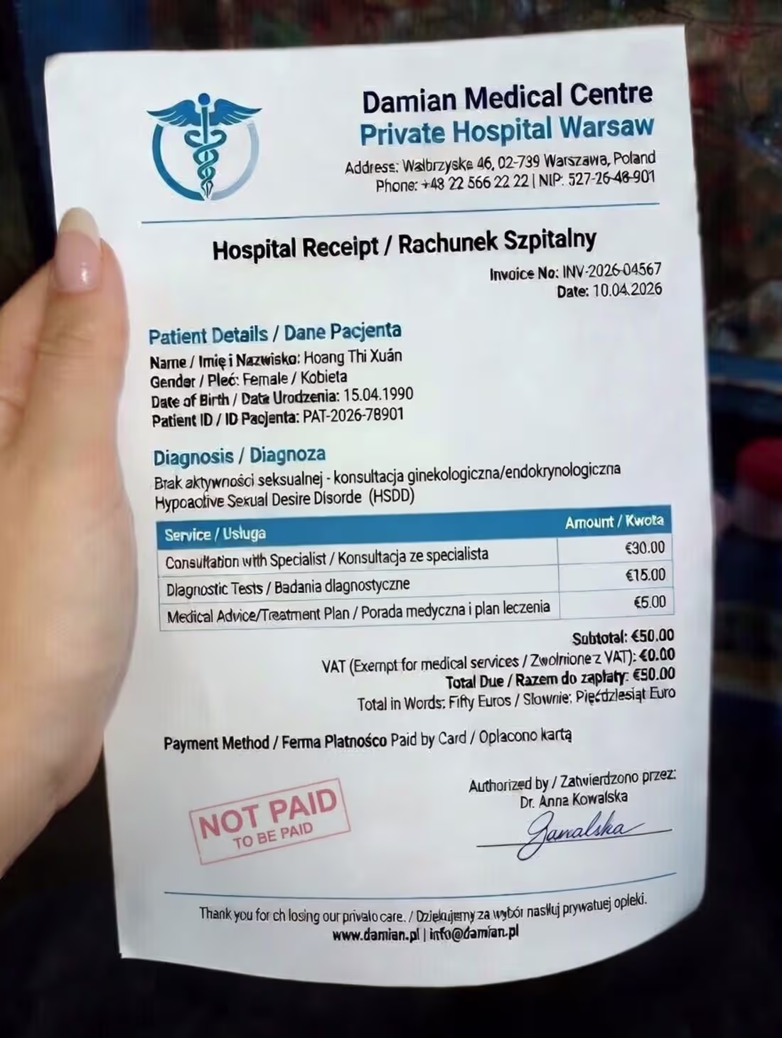 Cover image for I edit hospital receipt, very