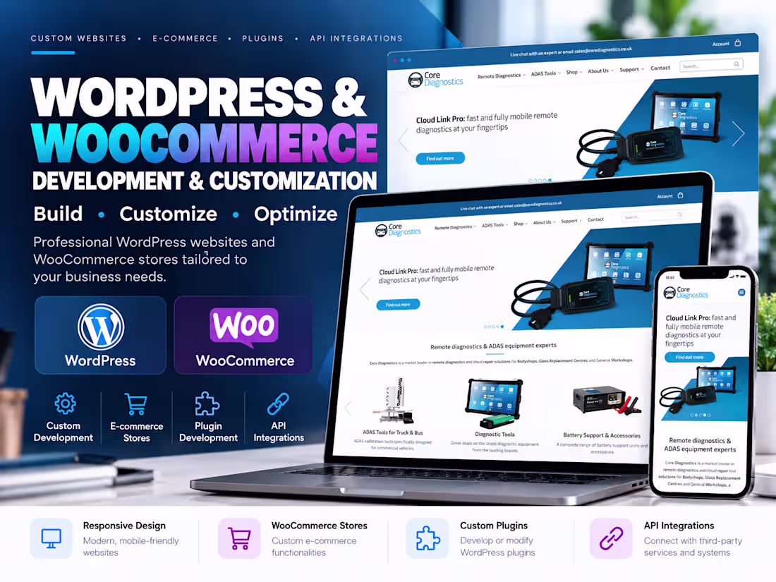 Cover image for I will develop or customize your WordPress/WooCommerce website
