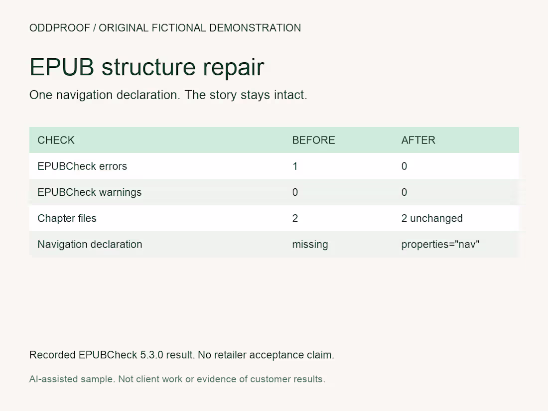 Cover image for Repair EPUB structure and navigation with validation