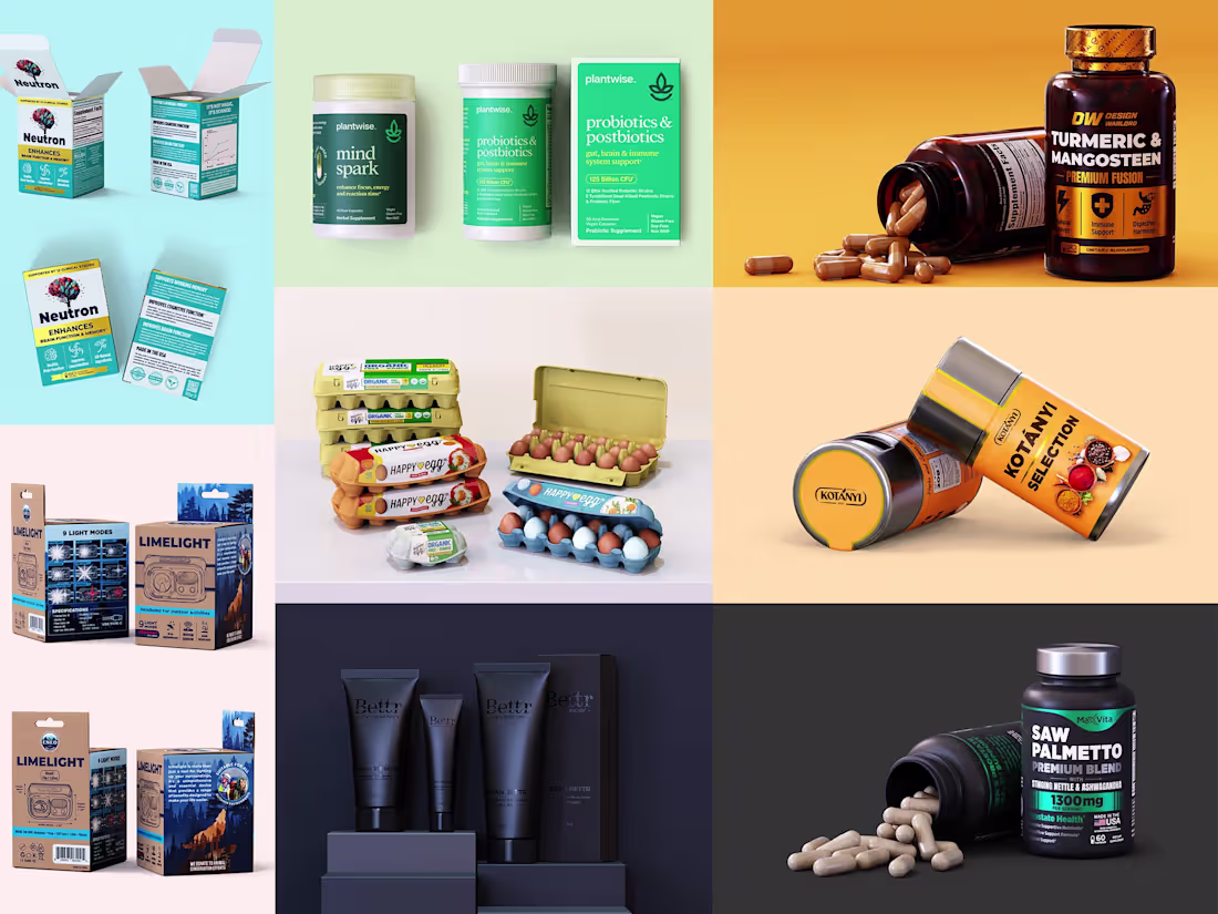Cover image for Product Packaging/Label Design + 3D Renders