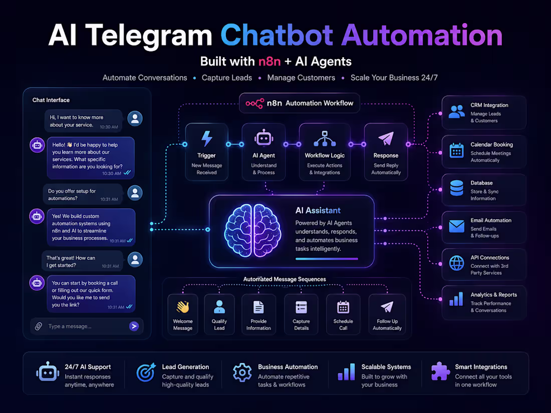 Cover image for n8n AI Telegram Chatbot Automation