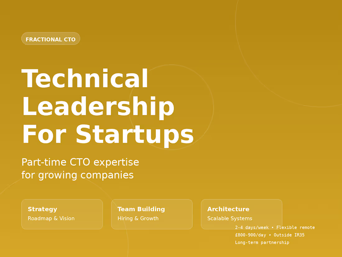 Cover image for Fractional CTO / Technical Leadership