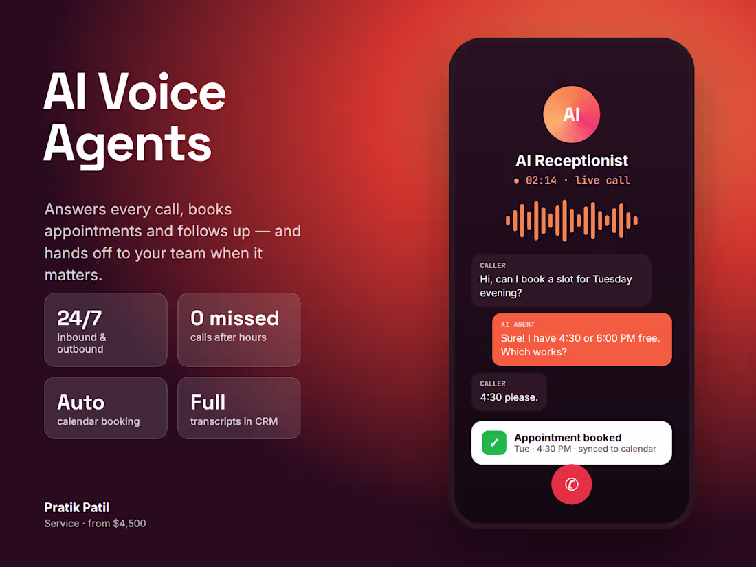 Cover image for AI Voice Agent for Calls, Bookings & Follow-ups