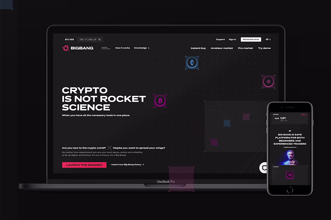 Cover image for BIGBANG crypto exchange - Branding & UX/UI design