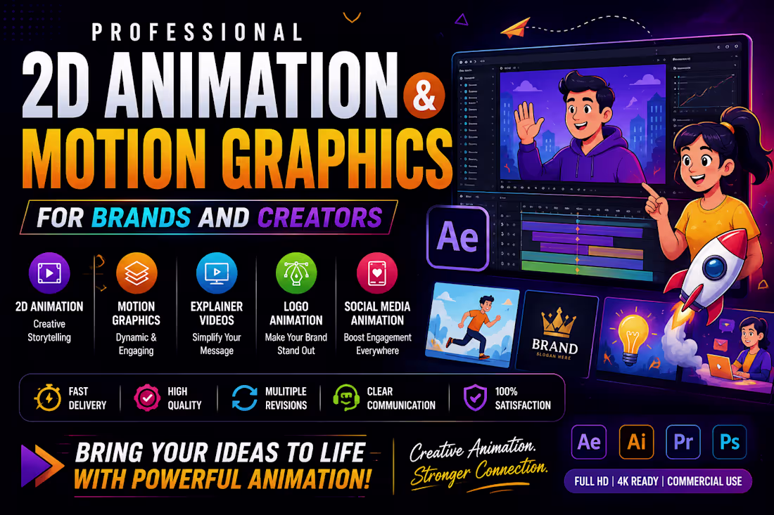 Cover image for Professional 2D Animation & Motion Graphics for Brands and Creat
