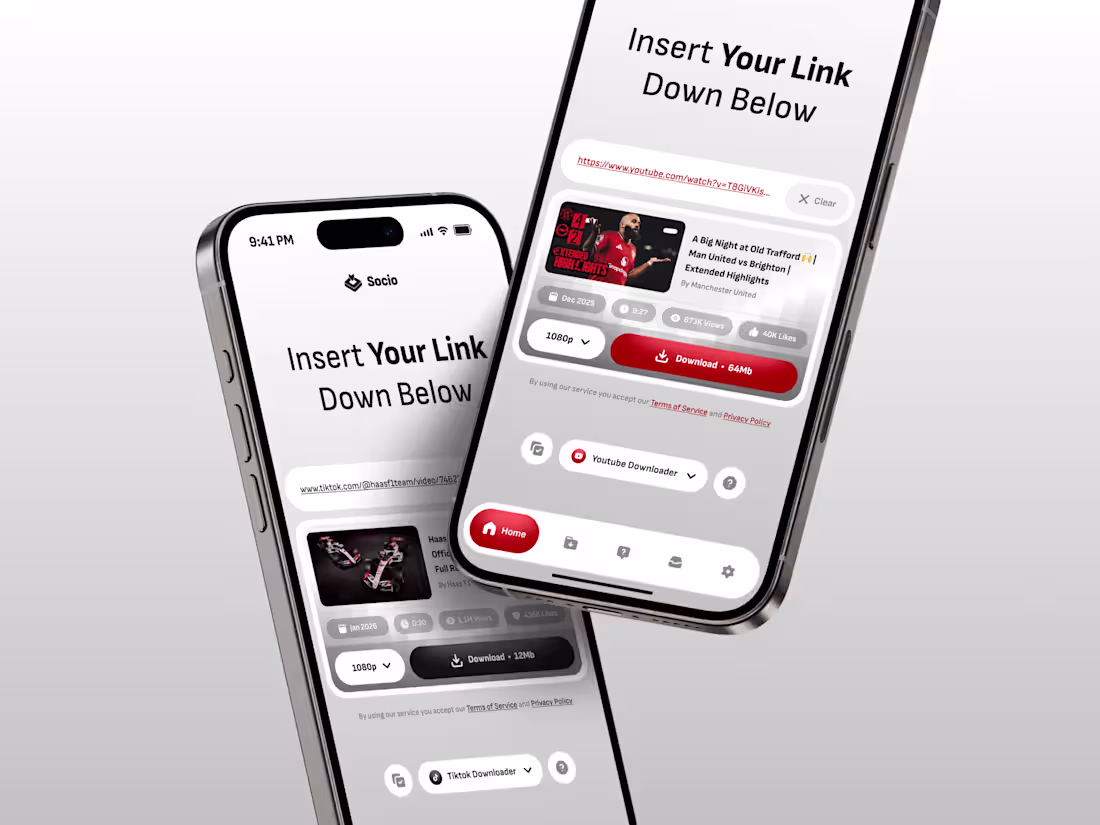 Cover image for Socio Downloader - UI/UX App Design