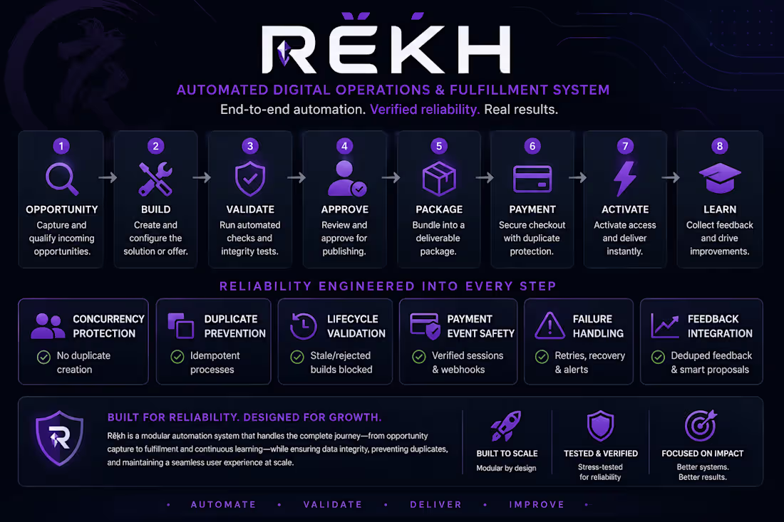 Cover image for     Rẽķh — Automated Digital Operations & Fulfillment System