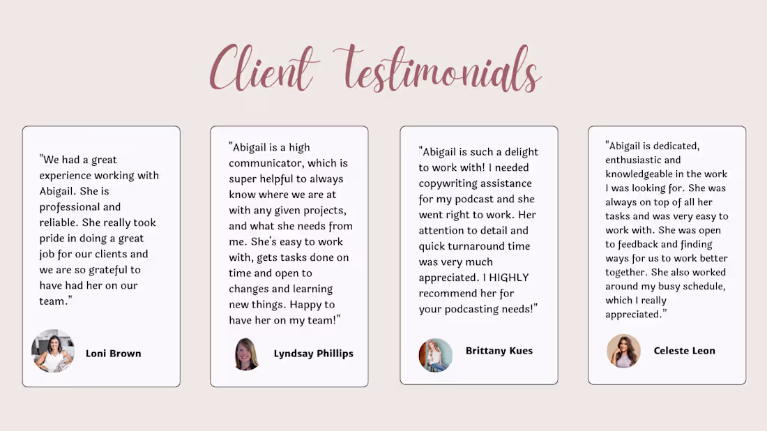 Cover image for Client Testimonials