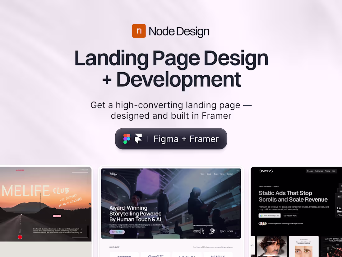 Cover image for Landing Page Design + Framer Development.