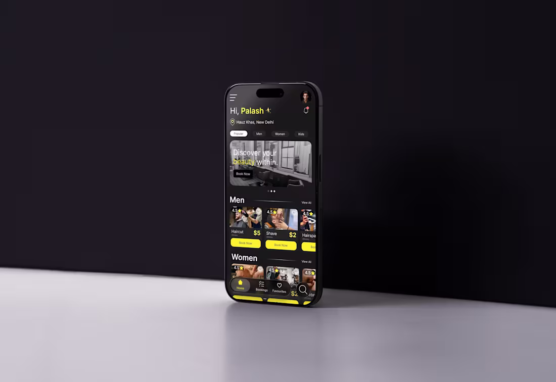 Cover image for Dark luxury salon app designed