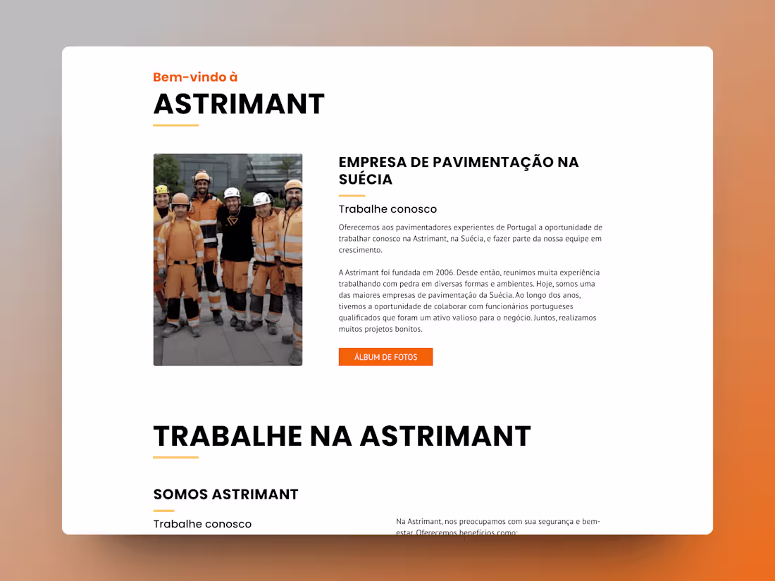 Cover image for Bem-vindo à Astrimant - empresa de pavimentação na Suécia