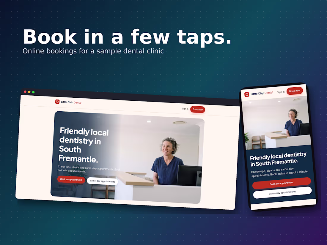 Cover image for Little Chip Dental: booking website for a local clinic
