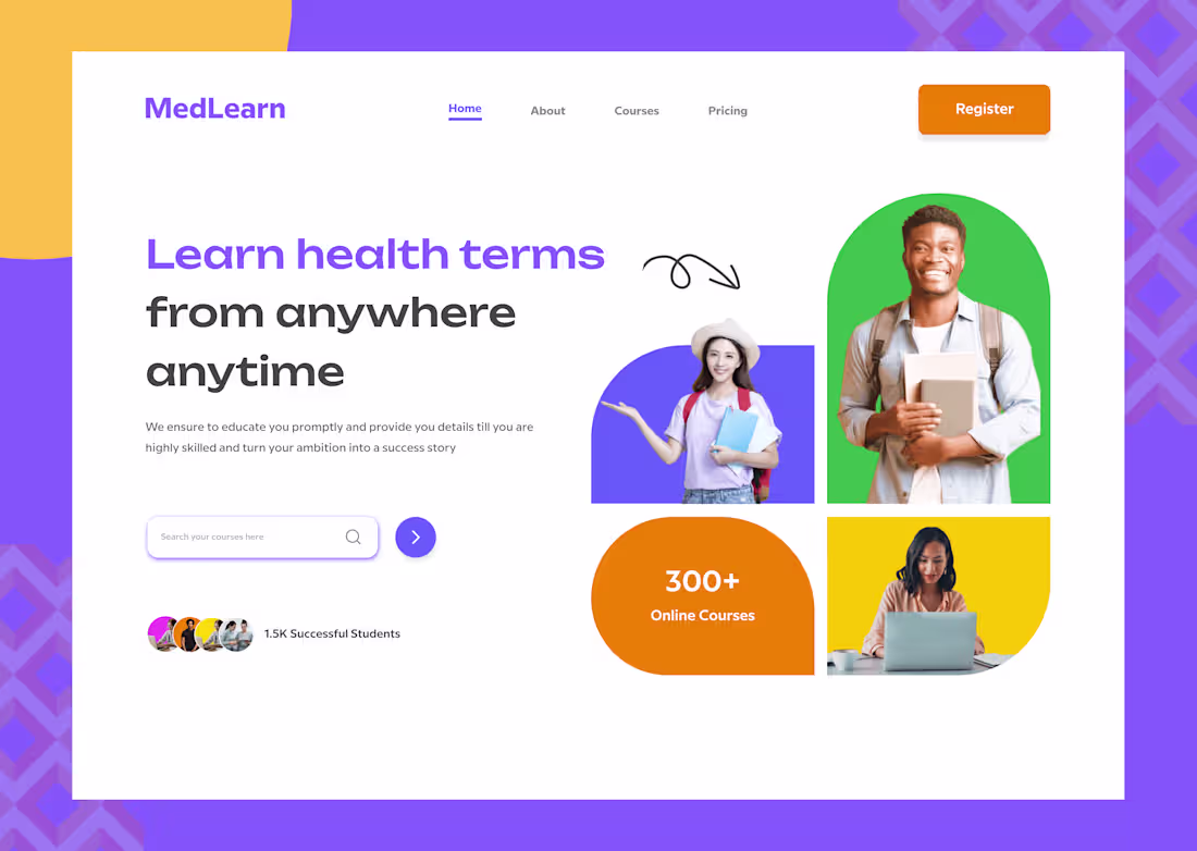Cover image for MEDLEARN WEBSITE HEROSECTION (HEALTH TECH)