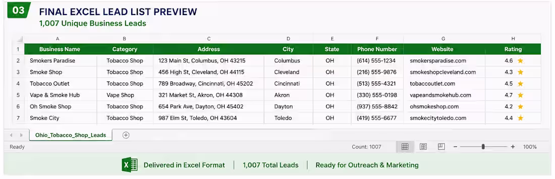 Cover image for 1,007 Targeted Business Leads for Ohio Market Rese