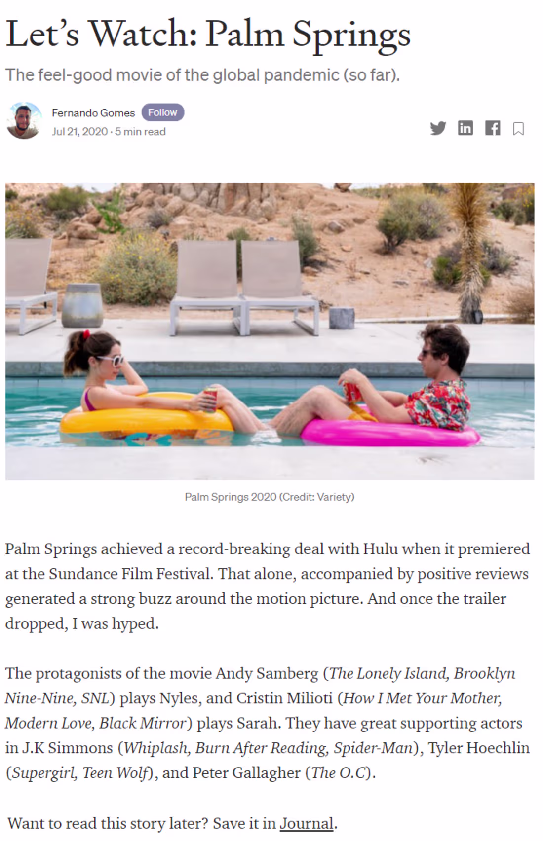 Cover image for Palm Springs - Review