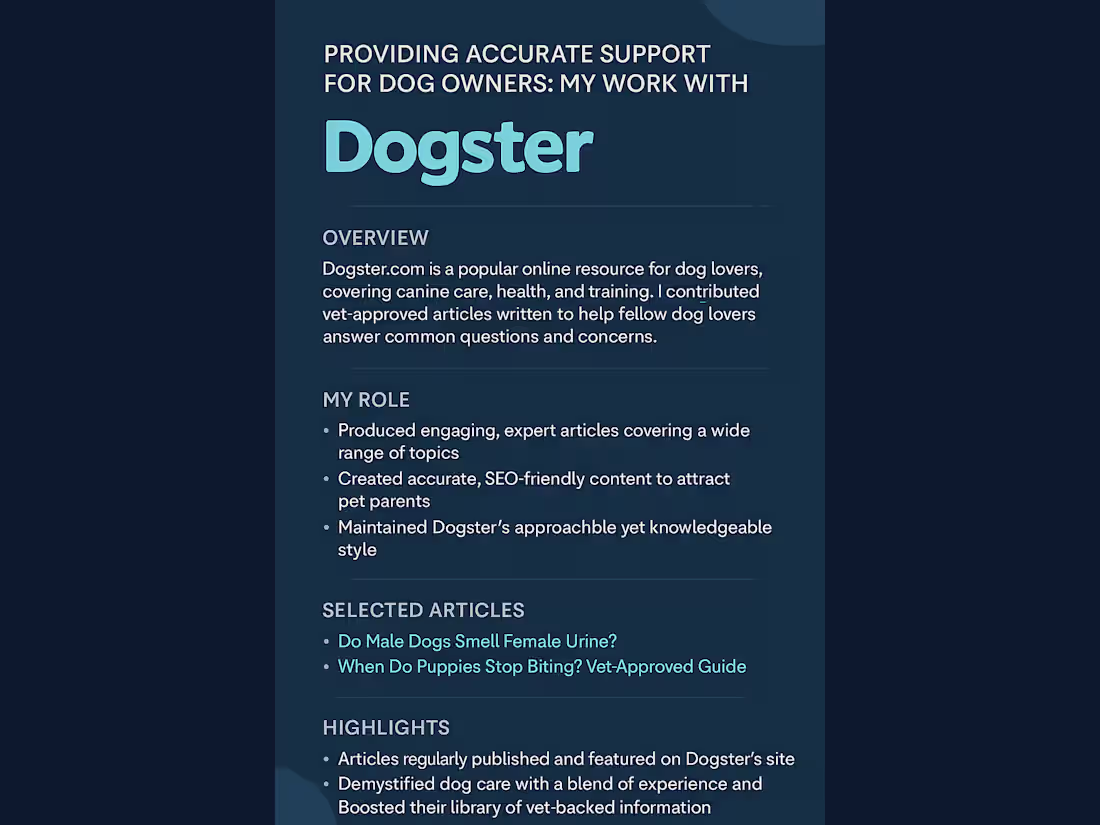 Cover image for My Work with Dogster