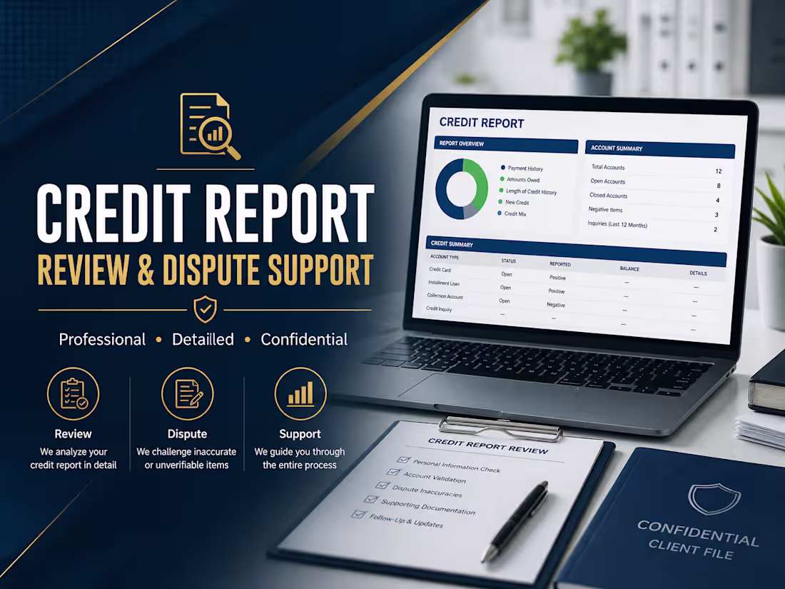 Cover image for Credit Report Review & Dispute Support