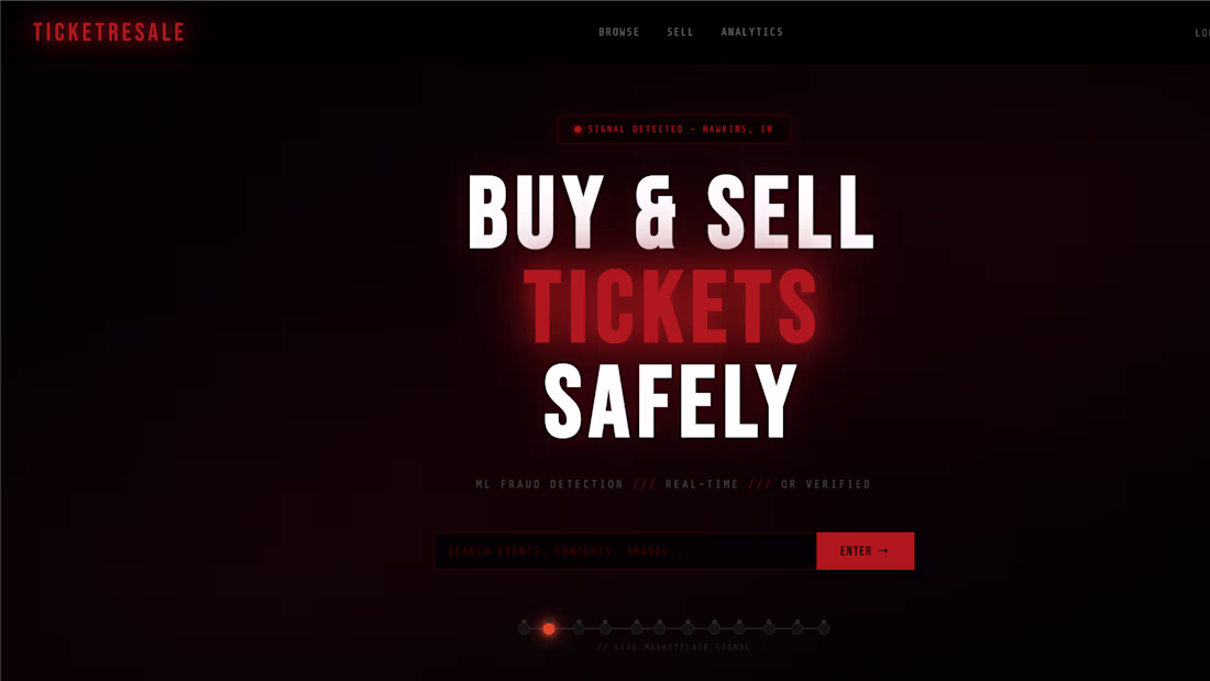 Cover image for TicketResale — Full-Stack Marketplace with ML Fraud Detection