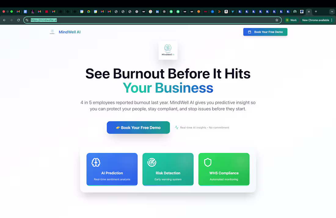 Cover image for MindWell AI - Landpage