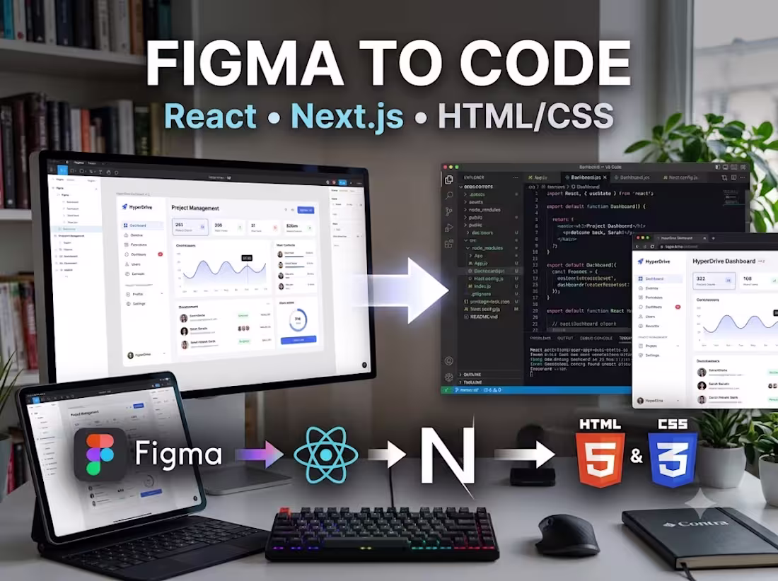 Cover image for Figma to Code - React, Next.js, HTML/CSS