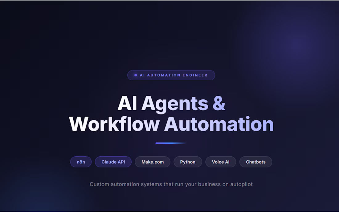 Cover image for Custom AI Agents & Workflow Automation (n8n + Claude API)