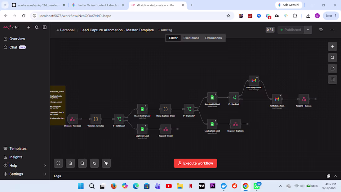 Cover image for Enterprise n8n Lead Capture & Fail-Safe Routing Setup